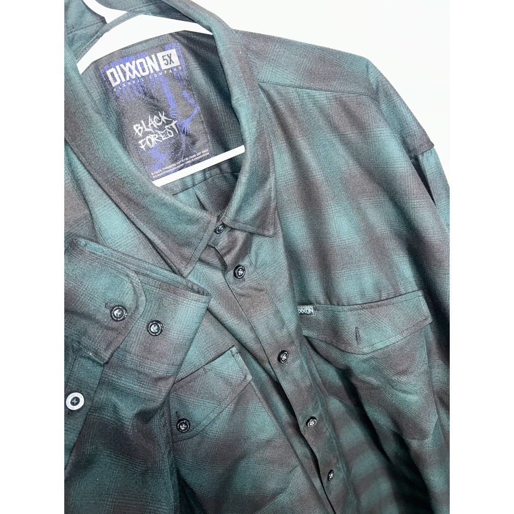 Dixxon Black Forest Flannel Button-Up Shirt 5XL Black Long Sleeve Men's